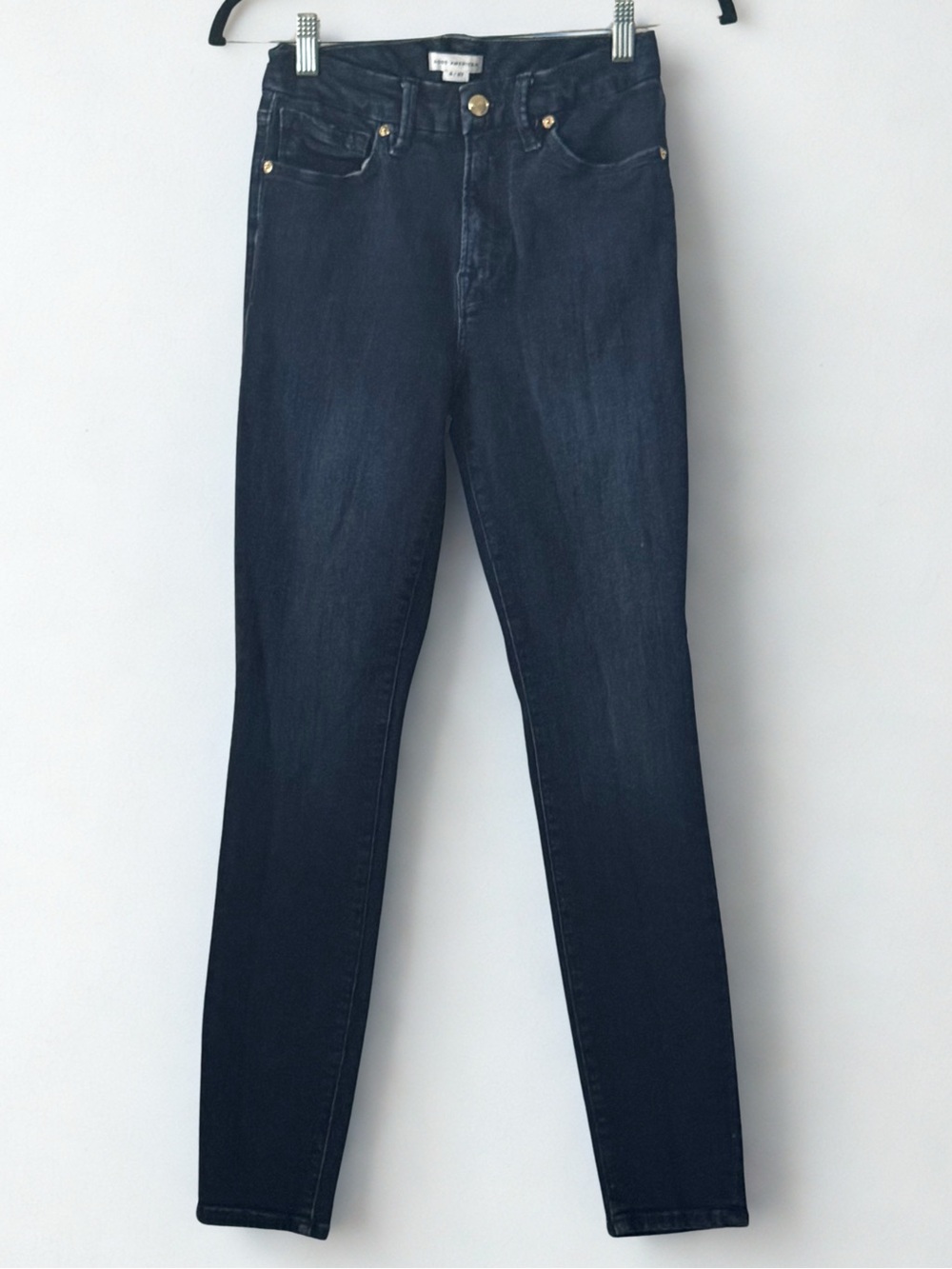 Good American Womens Dark Wash Skinny Jeans Size 4 Blue Mid Rise Stretch